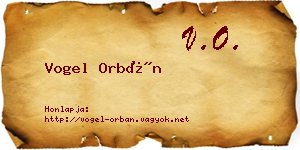 Vogel Orbán névjegykártya